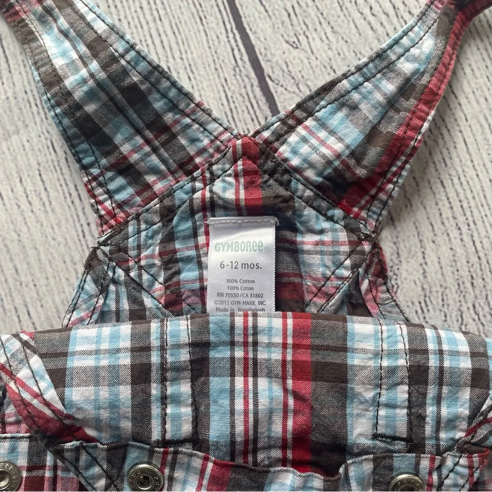 Gymboree Brown & Red Plaid Overall size 6-12 months
